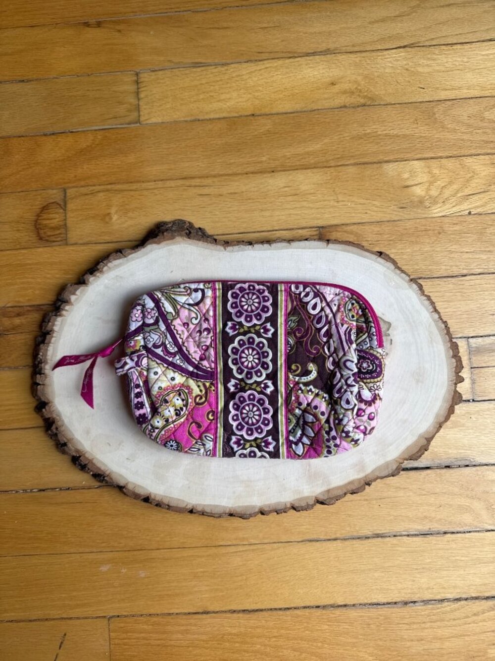 Vera Bradley Small Quilted Cosmetic Bag In Paisley Print - Pink & Purple